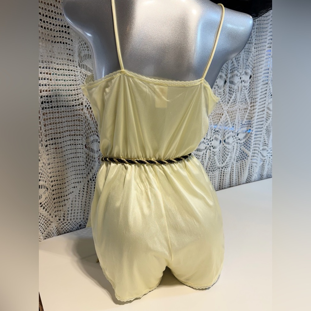 VINTAGE 70s lace one piece teddy teddie negligee shorts lingerie romper sexy 60s - Picture 6 of 12